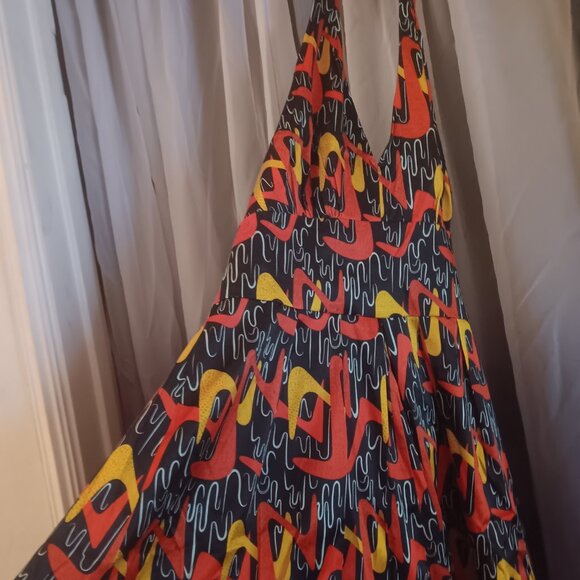 Tatyana Boomerang Halter Dress 2X Plus 50s Swing Pinup Rockabilly Mid-Century - Picture 4 of 5